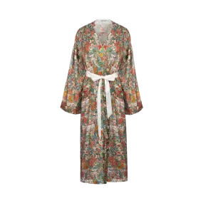 Floral-Print Silk Kimono