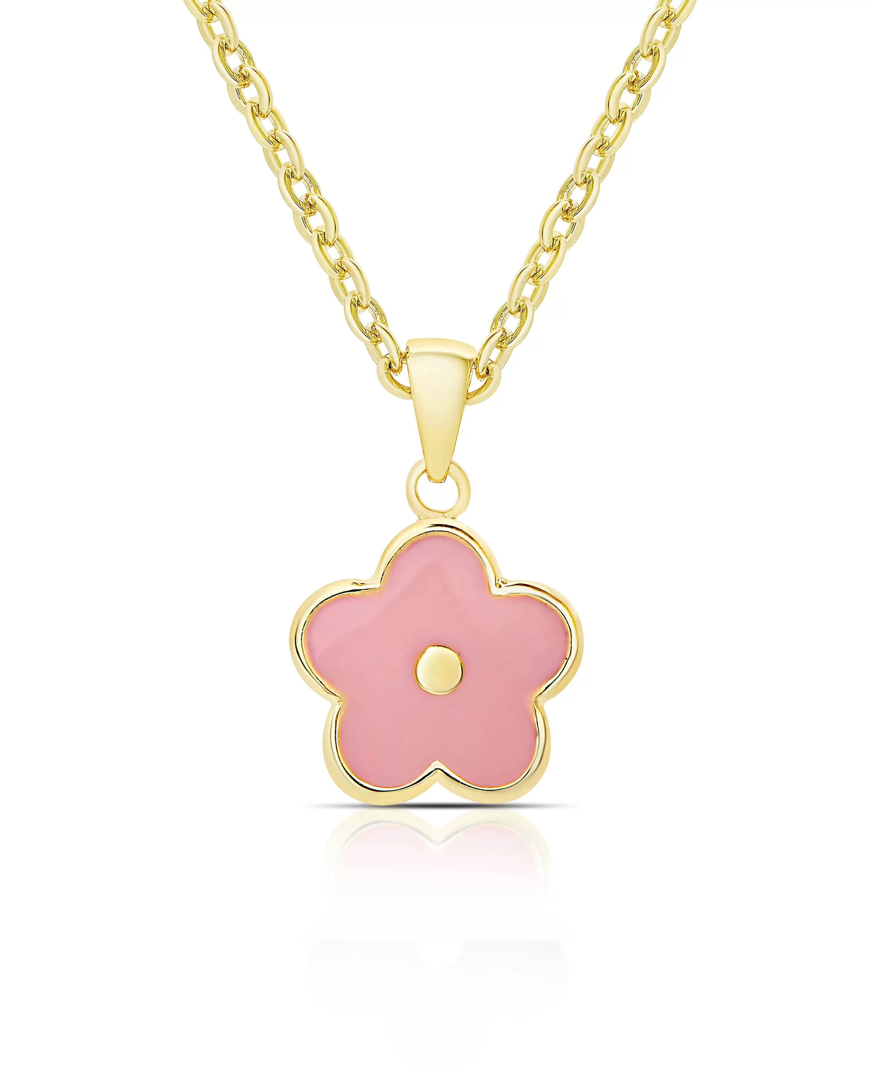 Flower Stud Earrings and Necklace Set - Pink