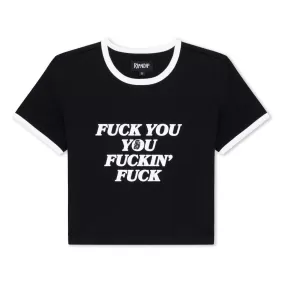 Fuckin Fuck Cropped Ringer Tee (Black/White)