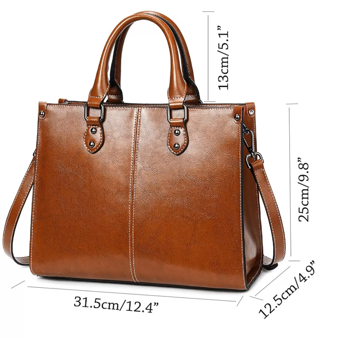 Genuine Leather Shoulder Strap Tote Bag