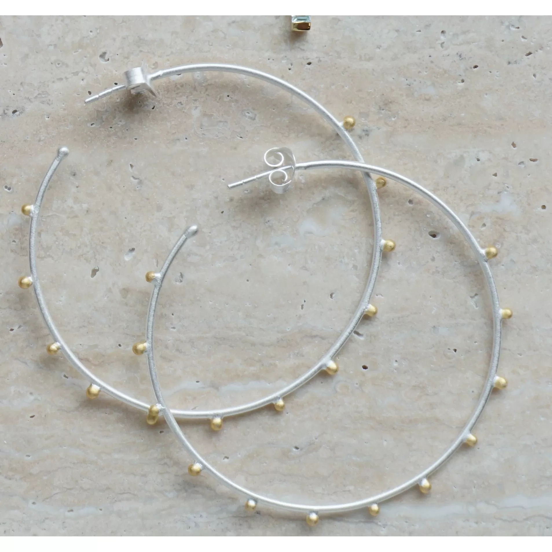 Gold and Silver Dotted Hoop Earrings