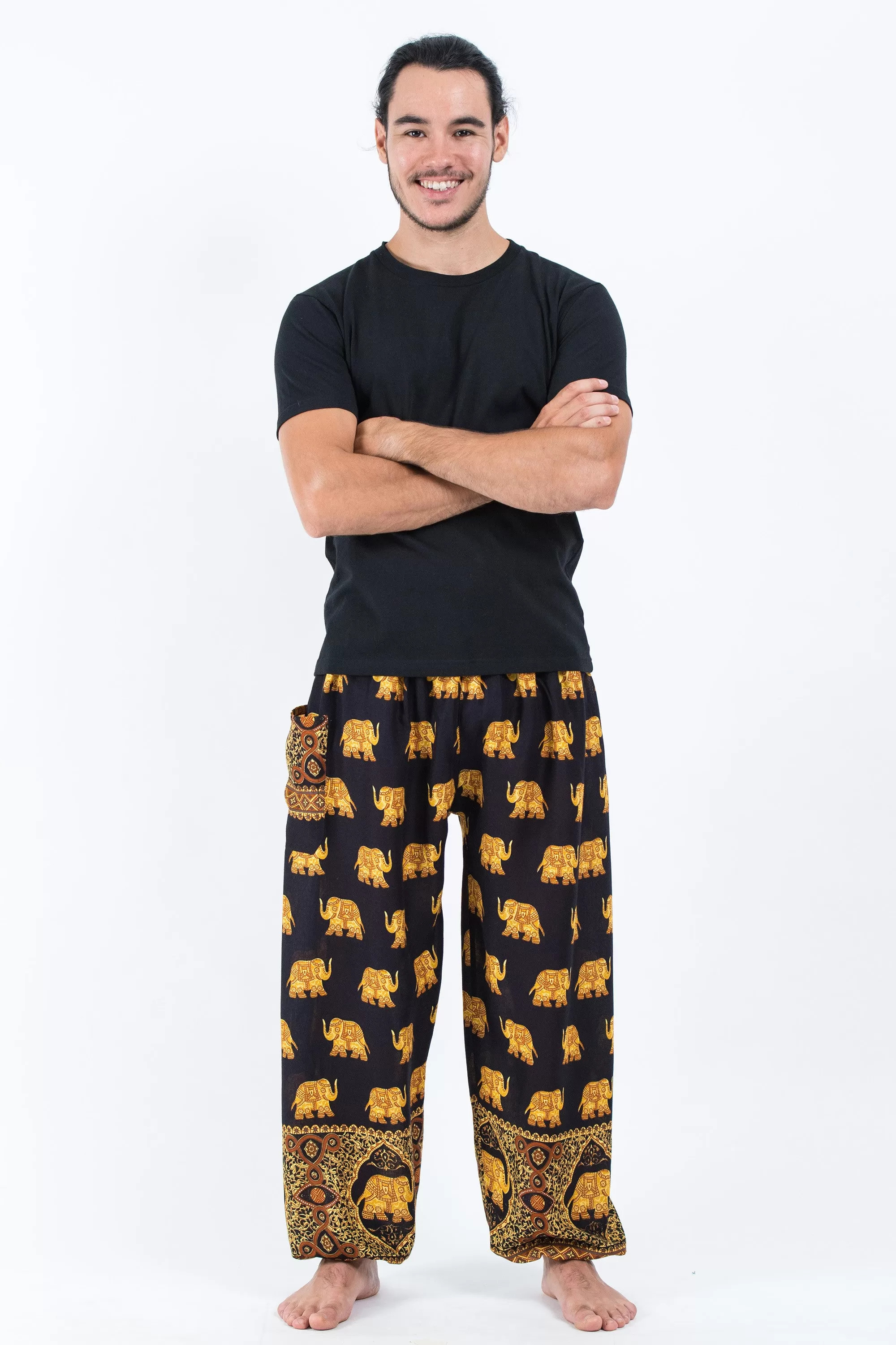 Golden Elephant Men's Elephant Pants in Black