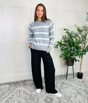 Grey Classic Striped Jumper