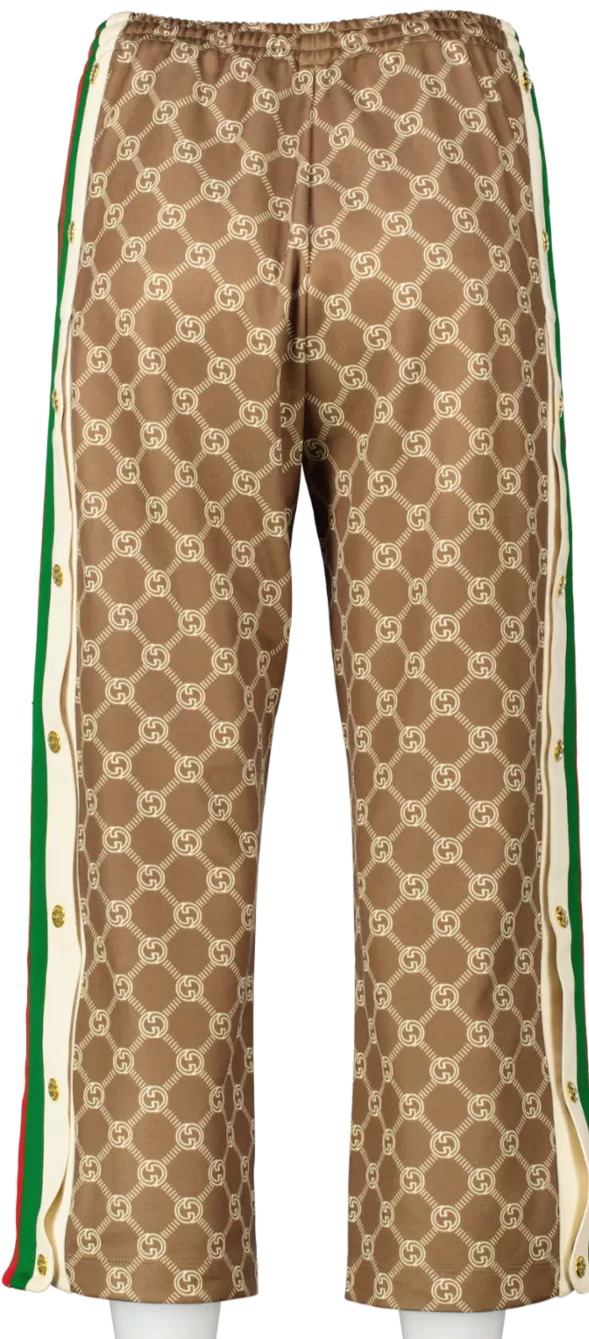 Gucci Olive Green / Red / Cream Interlocking G Snap Button Track Bottoms UK XS