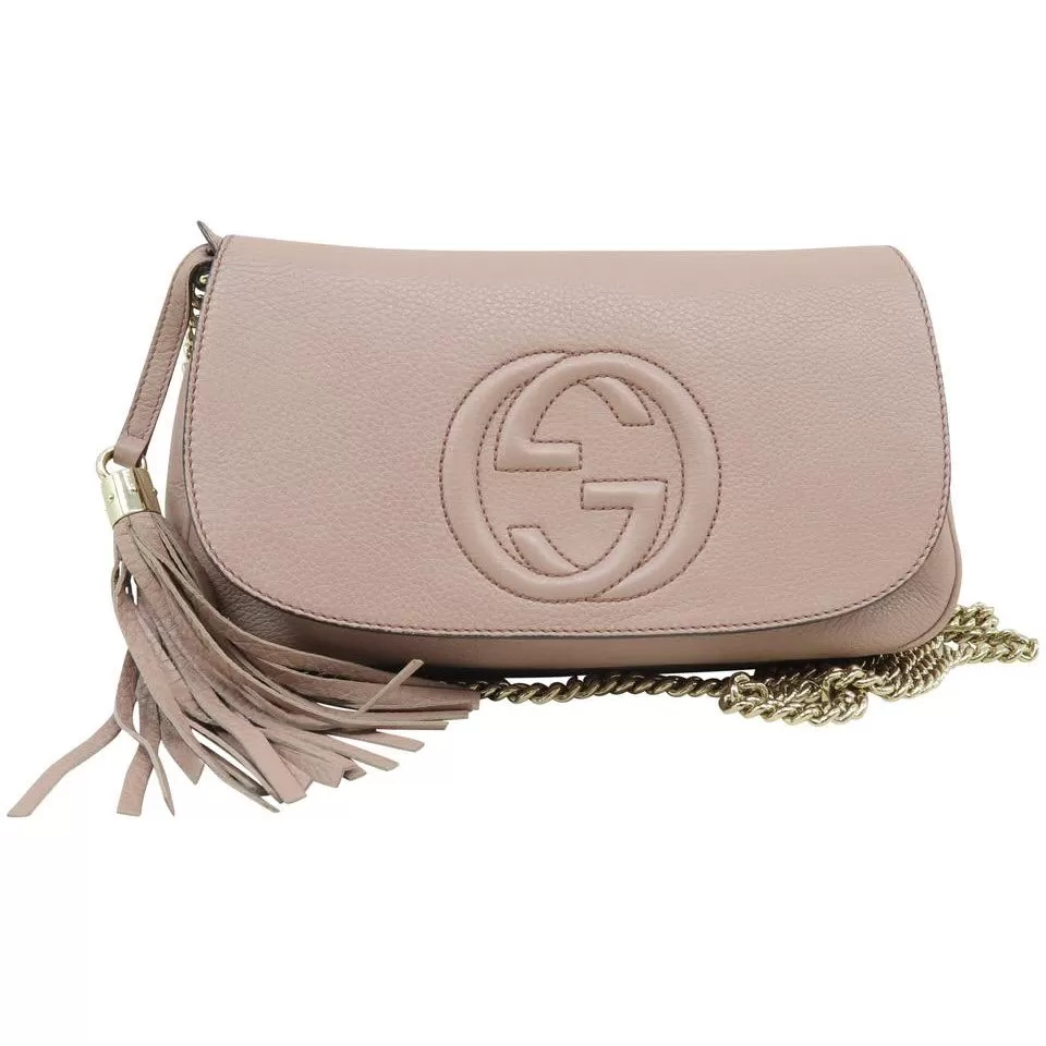 Gucci Soho Chain Nude Calfskin Pink Cross Body Bag