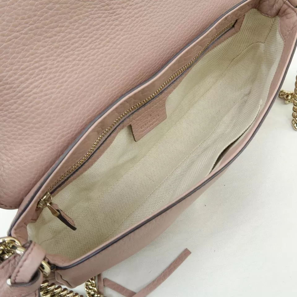 Gucci Soho Chain Nude Calfskin Pink Cross Body Bag