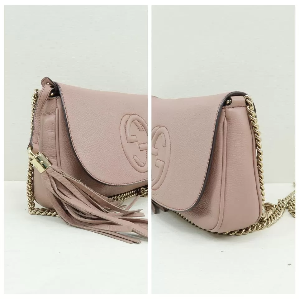 Gucci Soho Chain Nude Calfskin Pink Cross Body Bag