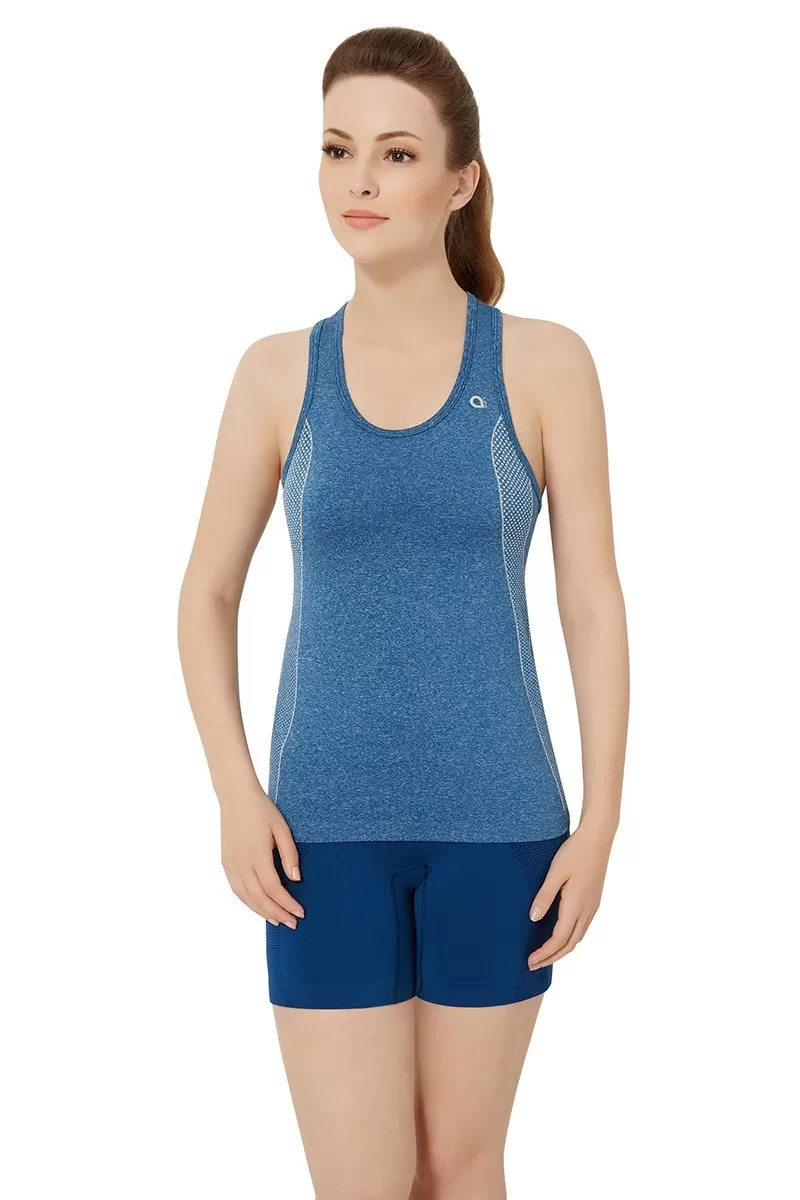 Half Sleeve Criss-cross Back Sports Cami - Poseidon