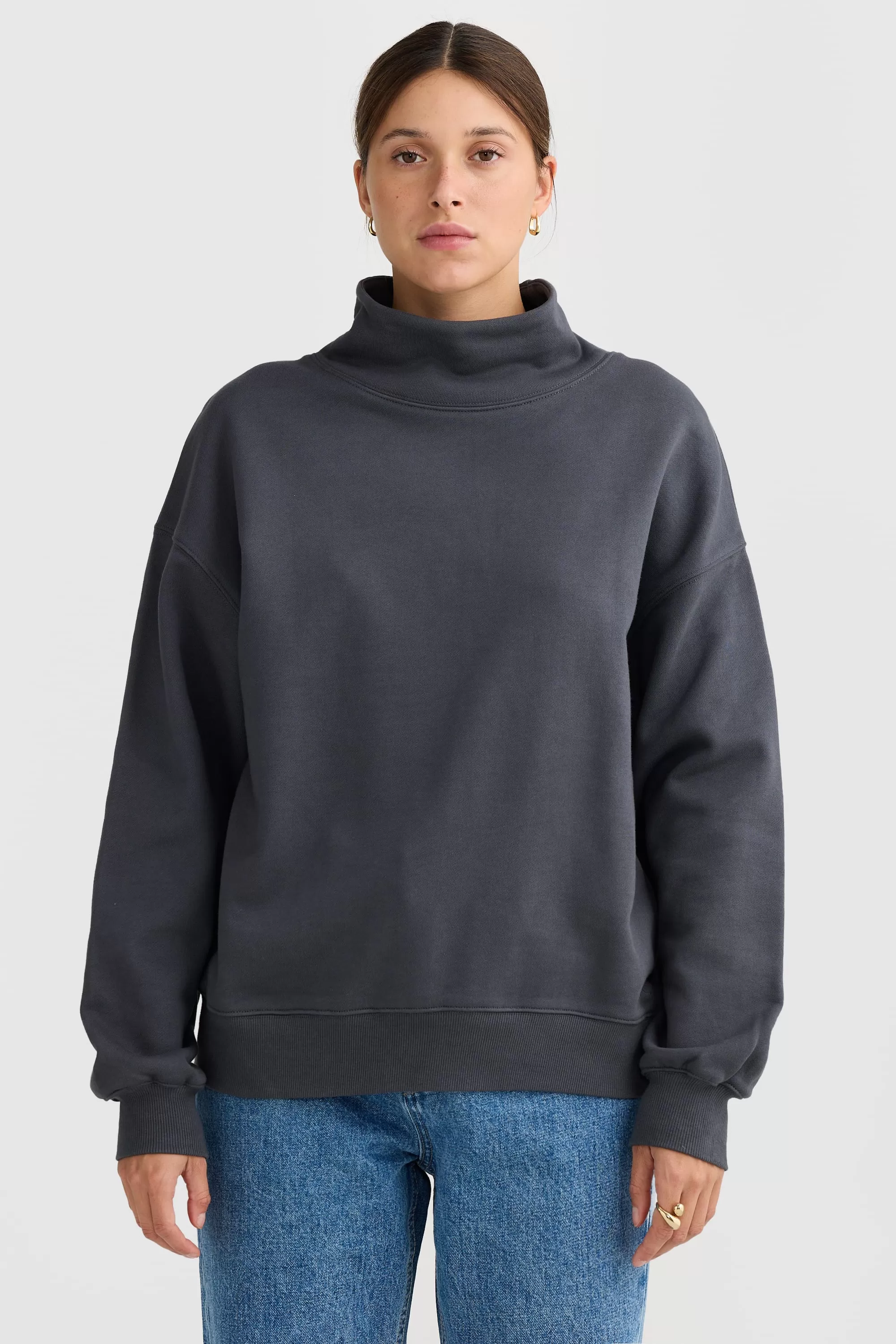 Hallie High Neck Sweater Charcoal