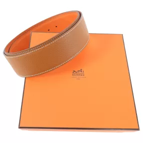 Hermes Orange and Gold Epsom Calfskin Leather 40mm Belt Strap - 80