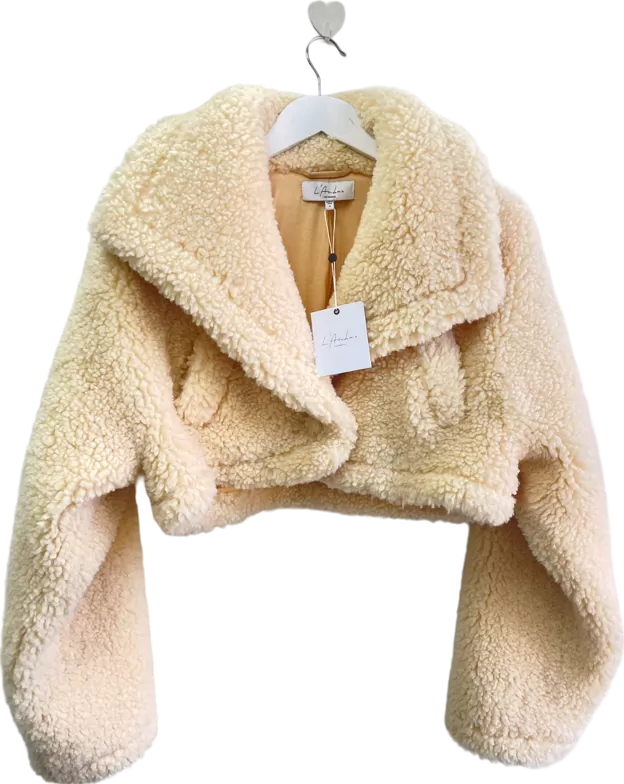 L'academie Cream Peyton Cropped Sherpa Jacket Bnwt UK M