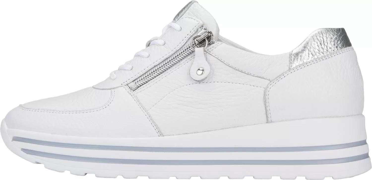 Ladies Waldlaufer Trainers White Leather Soft Zip H Wider Fitting 758009 200 150 Lana sale