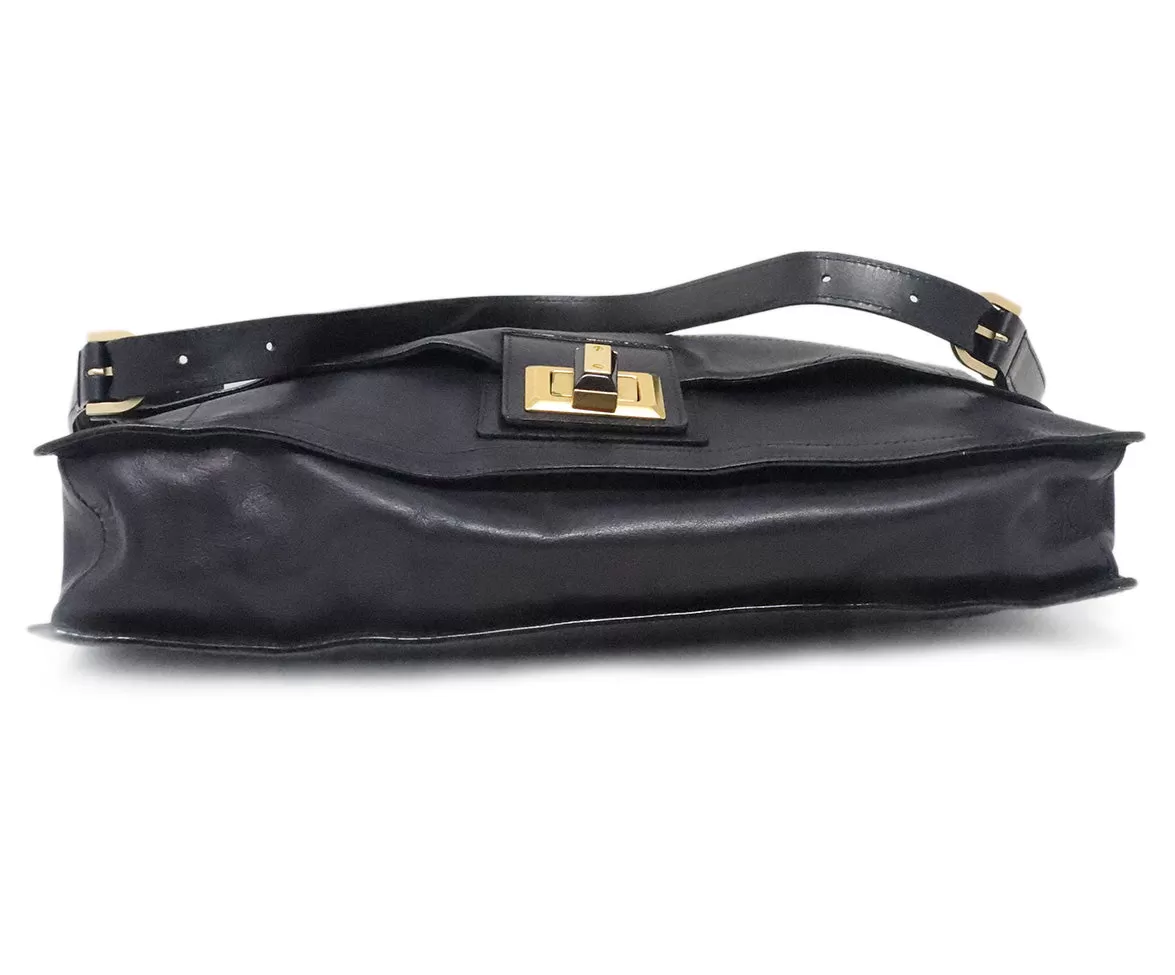 Lanvin Navy Leather Shoulder Bag