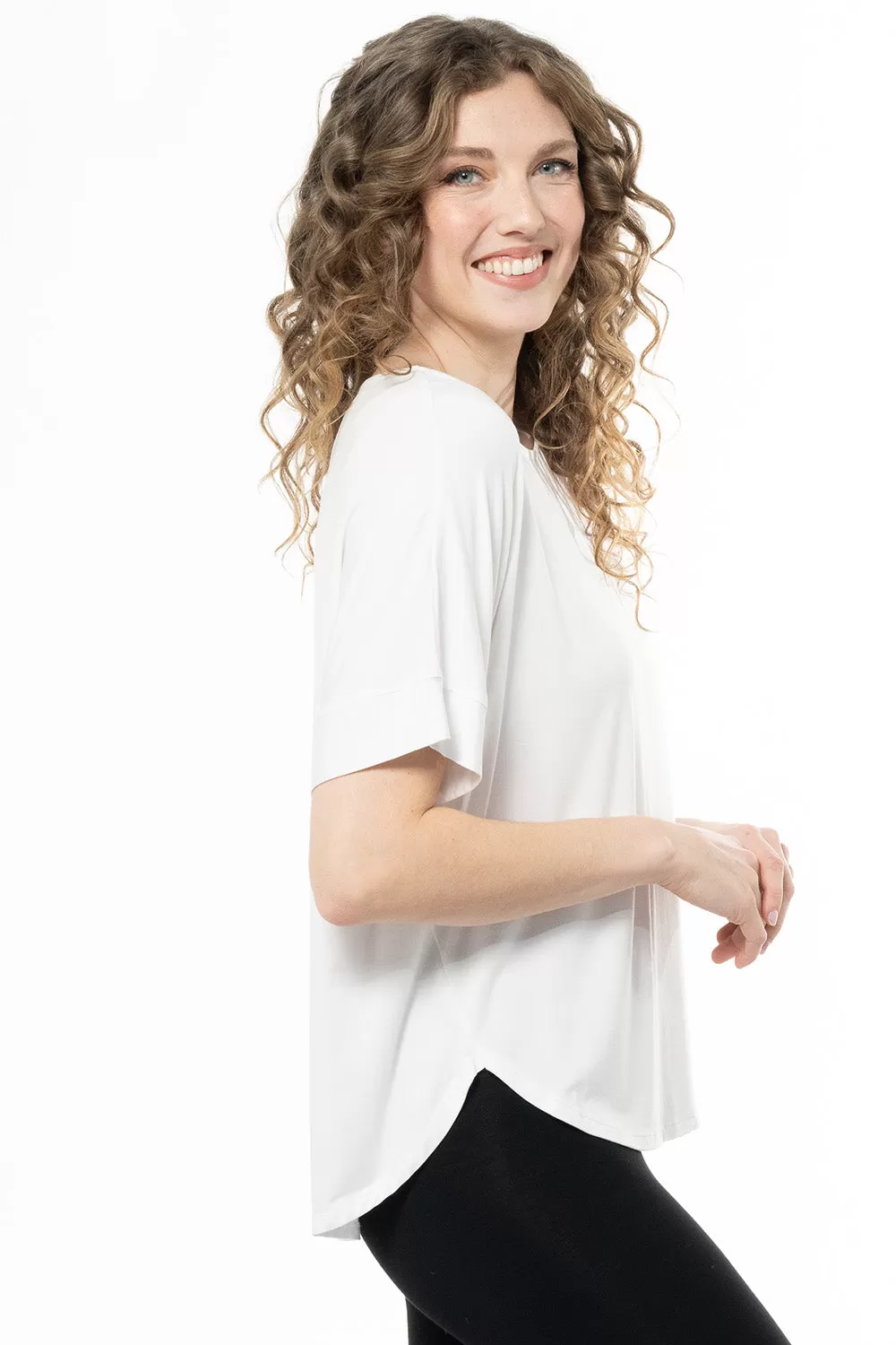 Laura Relaxed-Fit Bamboo Blouse - White