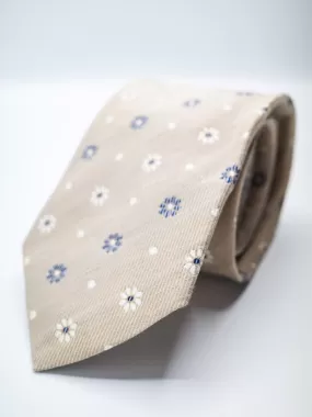 Linen-Silk Floral Print Tie - Off-White