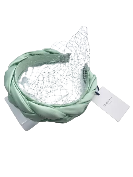 LK Bennett Green Satin Plaited Headband Fascinator One Size