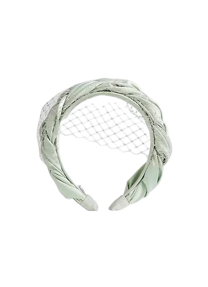 LK Bennett Green Satin Plaited Headband Fascinator One Size