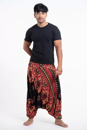 Lotus Mandalas Drop Crotch Men's Harem Pants in Black