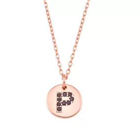 Magna | P Letter Necklace | Black CZ | Rose Gold Plated 925 Silver