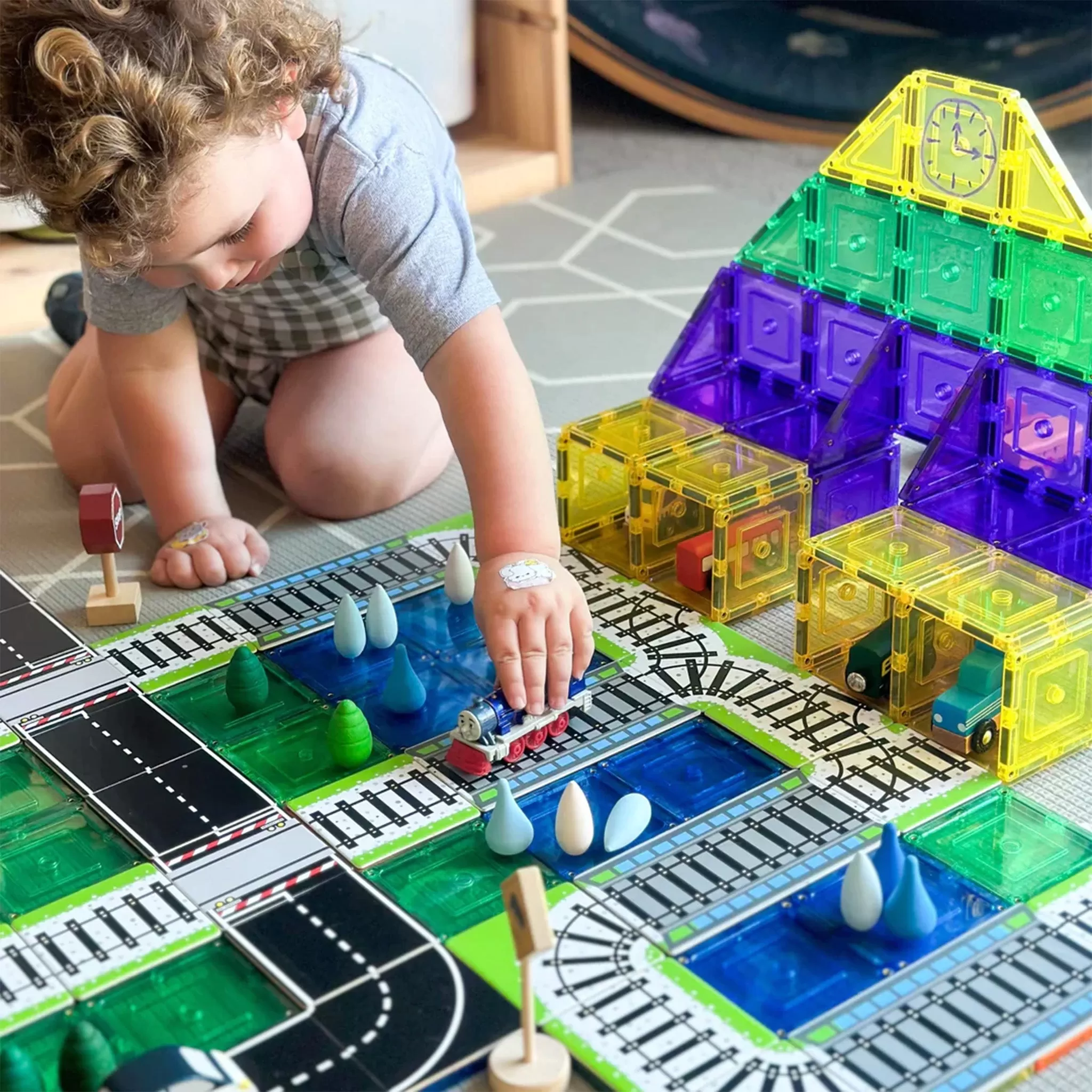 Magnetic Tile Topper - Train Track 36 pieces