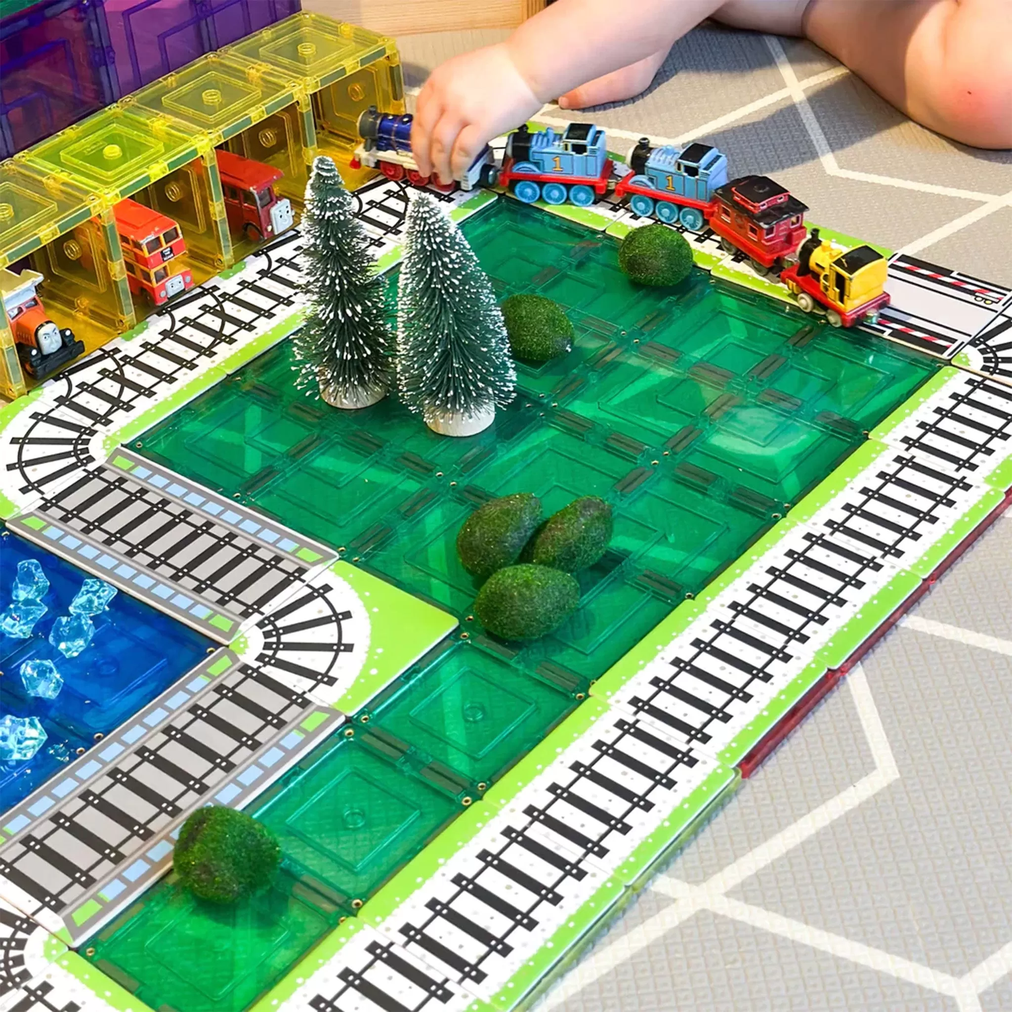 Magnetic Tile Topper - Train Track 36 pieces