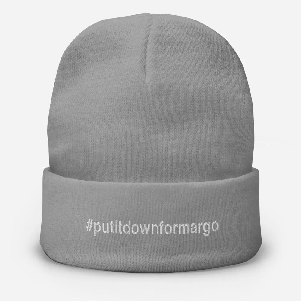 Margo's Collection - #putitdownformargo- White Embroidery - Embroidered Beanie - Different hat colors available