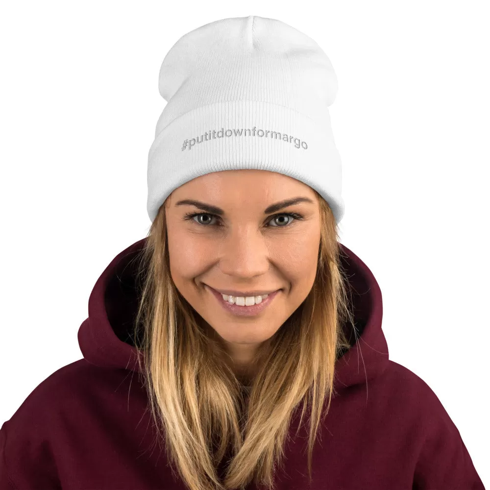 Margo's Collection - #putitdownformargo- White Embroidery - Embroidered Beanie - Different hat colors available