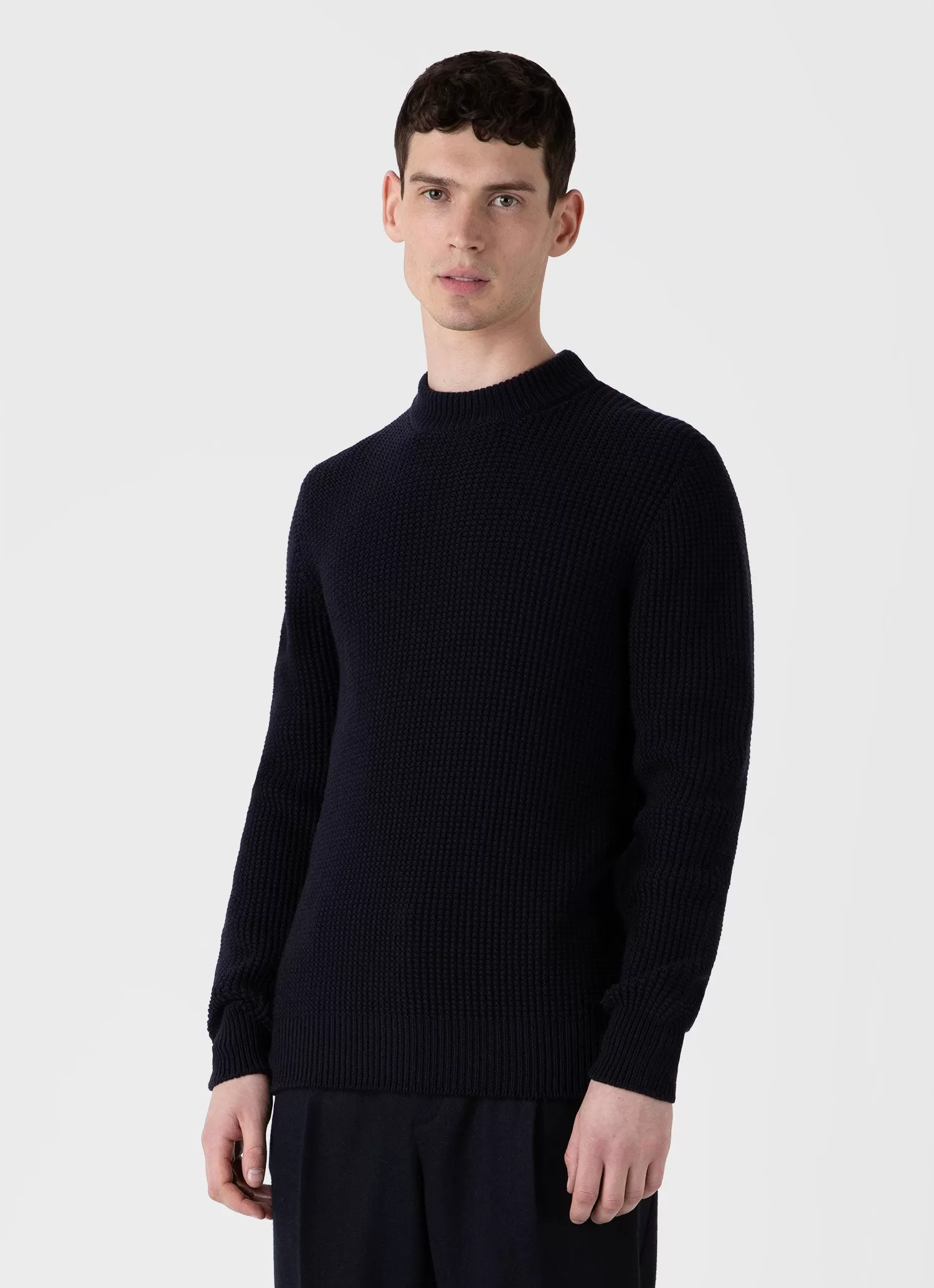 Men's Mariner Mock Neck Jumper in Light Navy