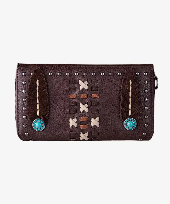 Montana West Feather Whipstitch Wallet