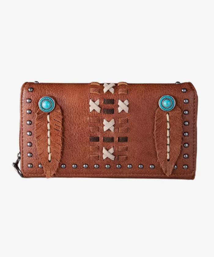 Montana West Feather Whipstitch Wallet