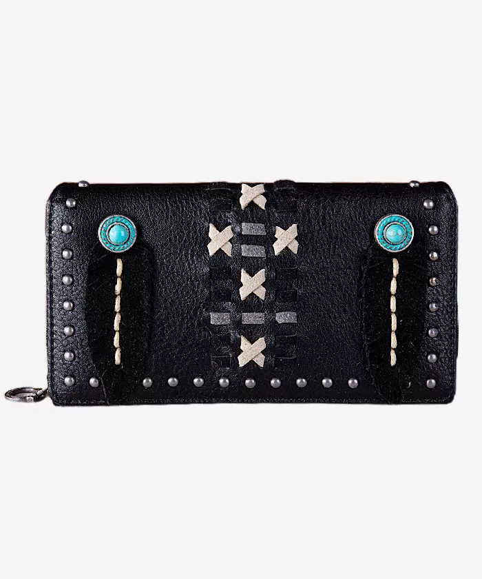 Montana West Feather Whipstitch Wallet