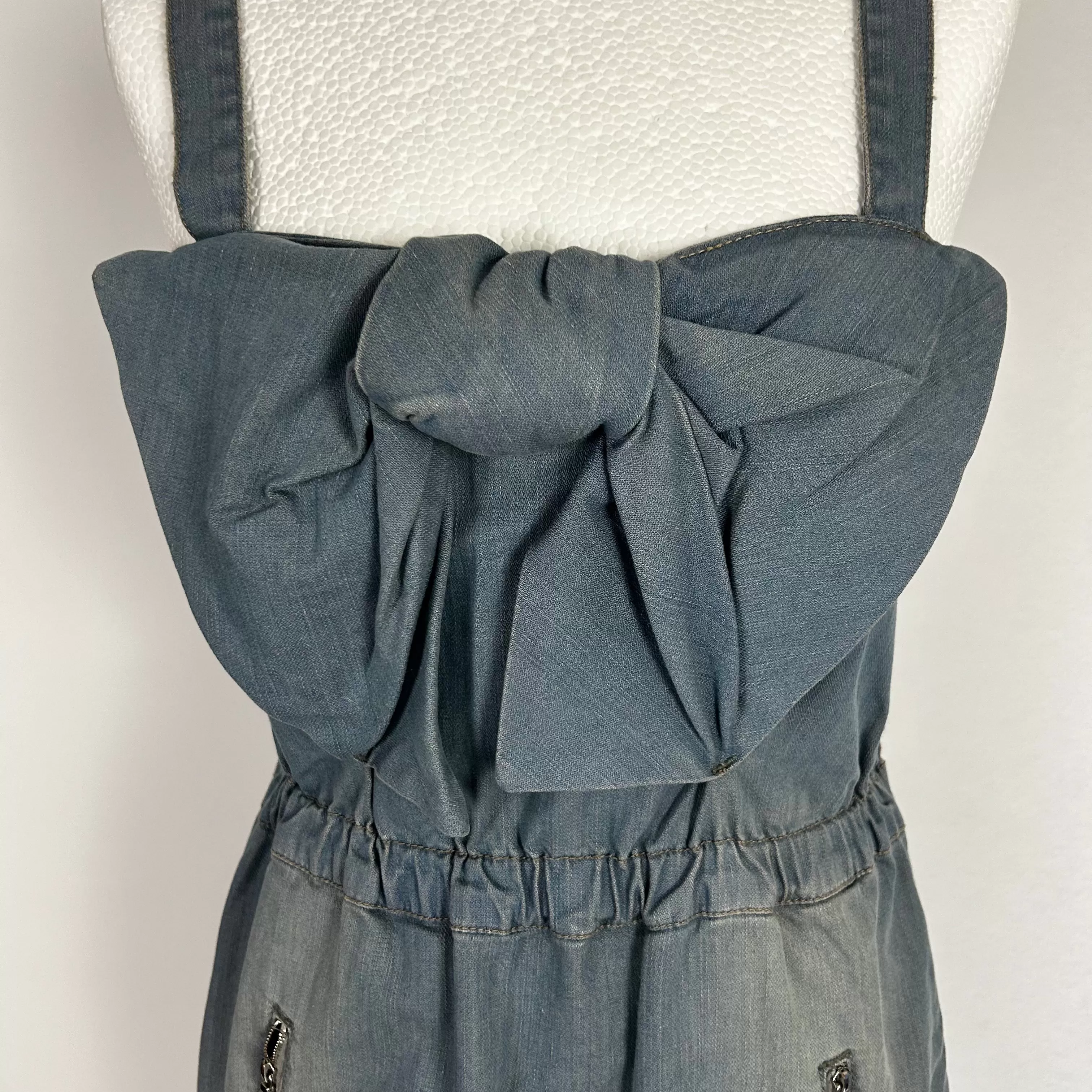 Mulberry Brand New Pale Denim Strappy Midi Dress XS