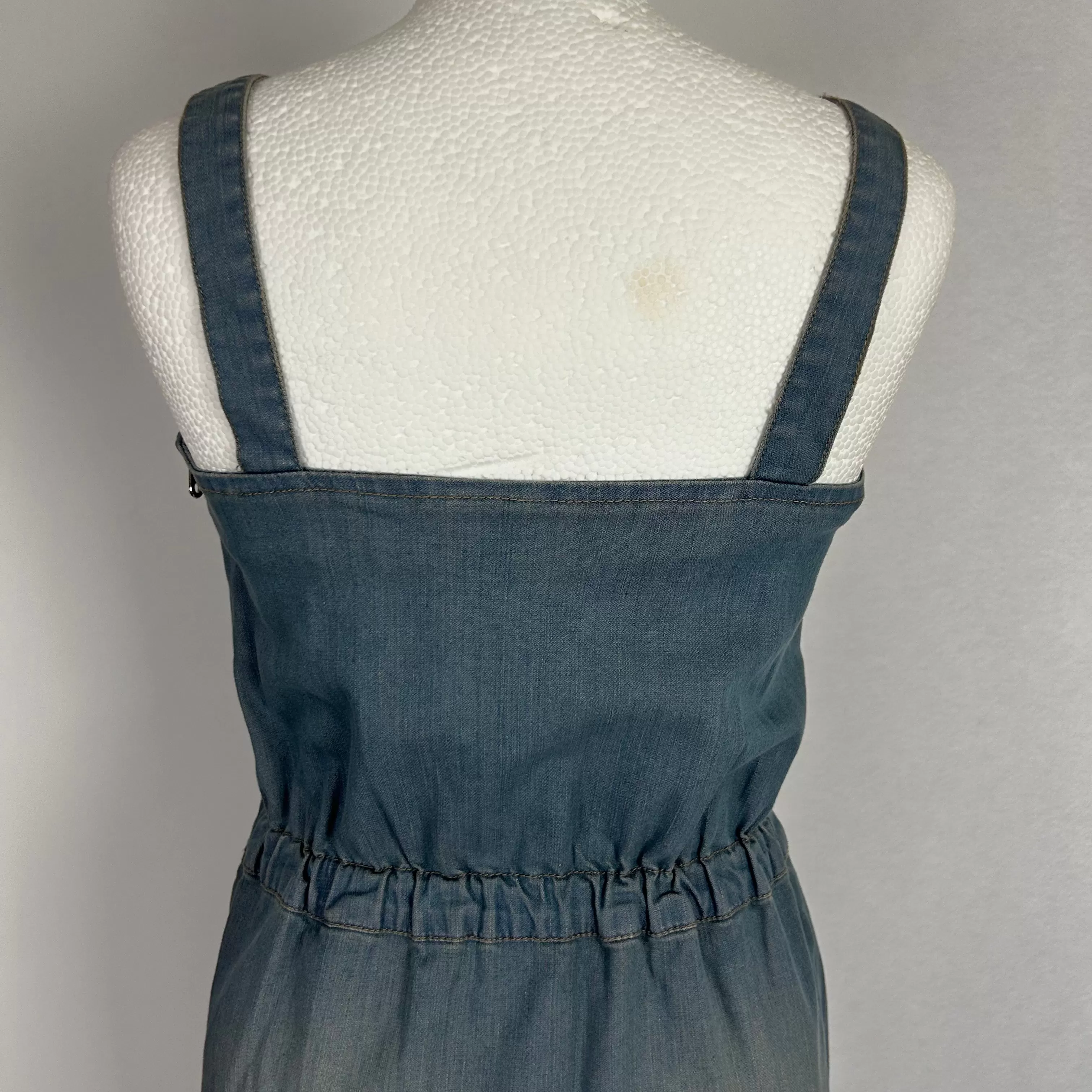 Mulberry Brand New Pale Denim Strappy Midi Dress XS