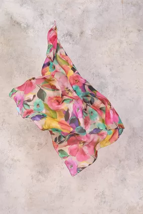 Multi Roses Silk Scarf