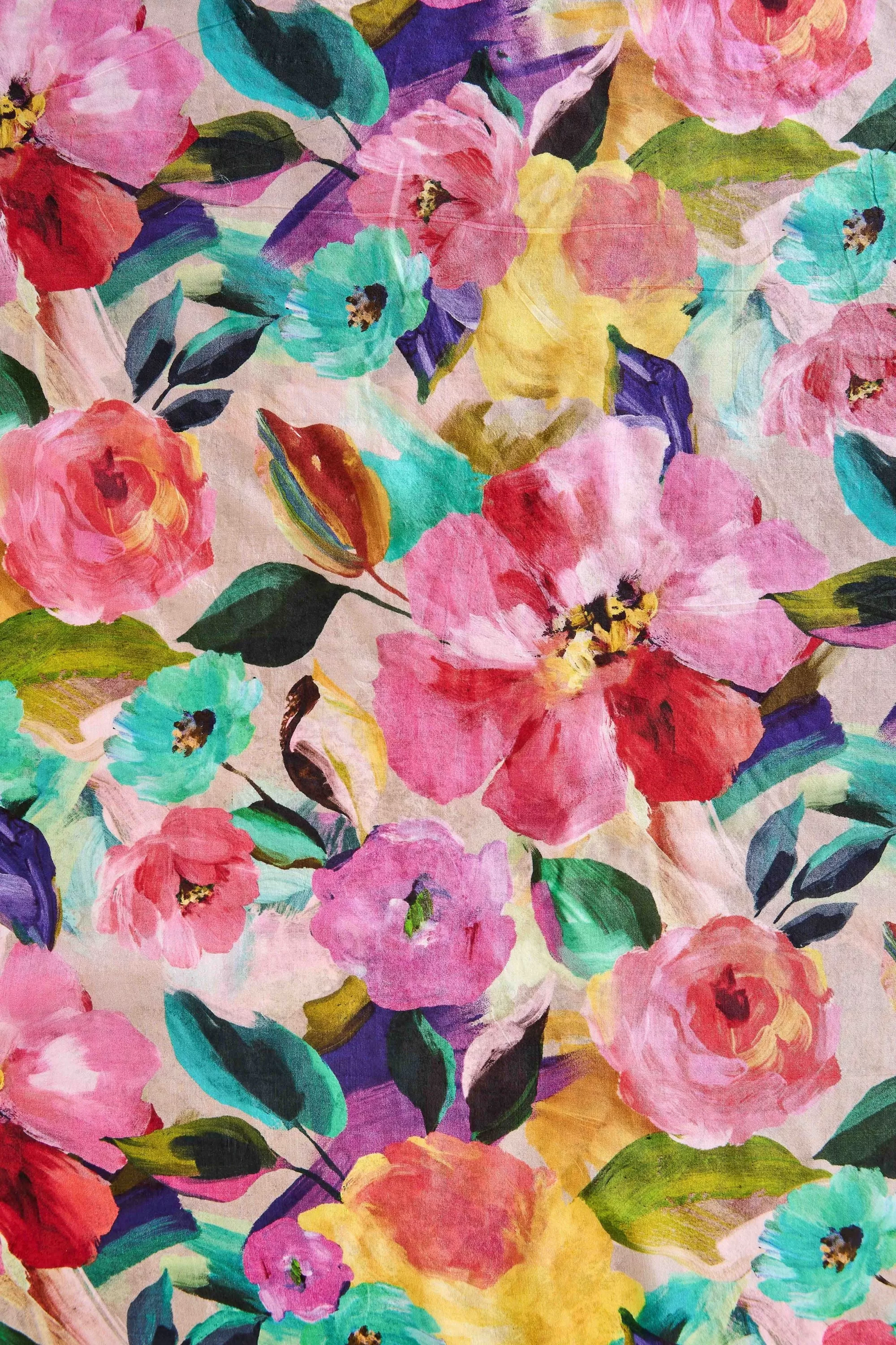 Multi Roses Silk Scarf