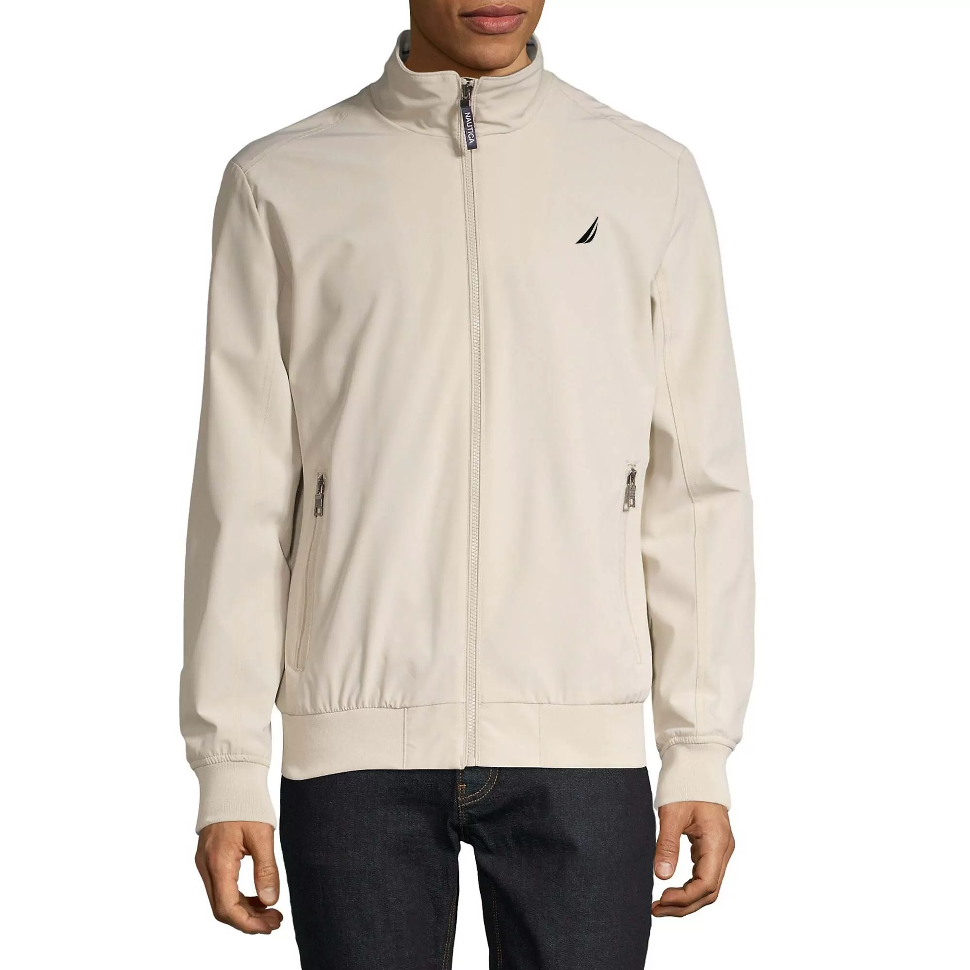 Nautica Men's Lightweight Water and Wind Resistant Jacket - STONE/BEIGE