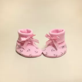 NICU Booties Pink Anchors