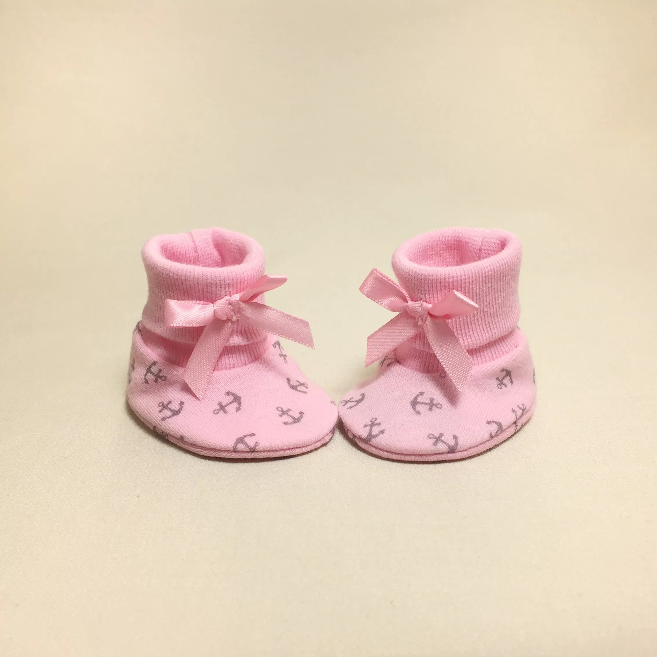 NICU Booties Pink Anchors