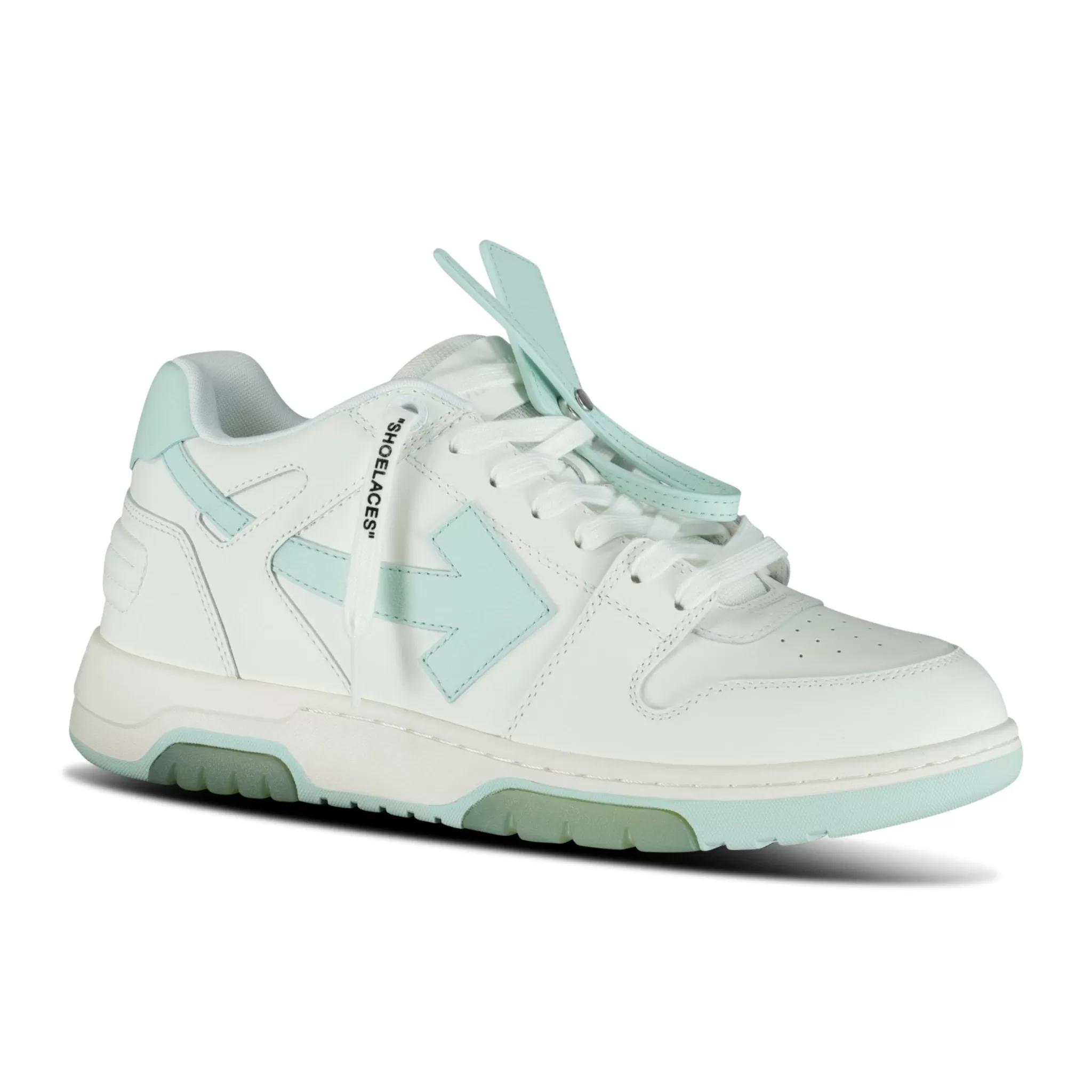 OFF-WHITE OUT OF OFFICE LOW TOP TRAINERS WHITE & MINT