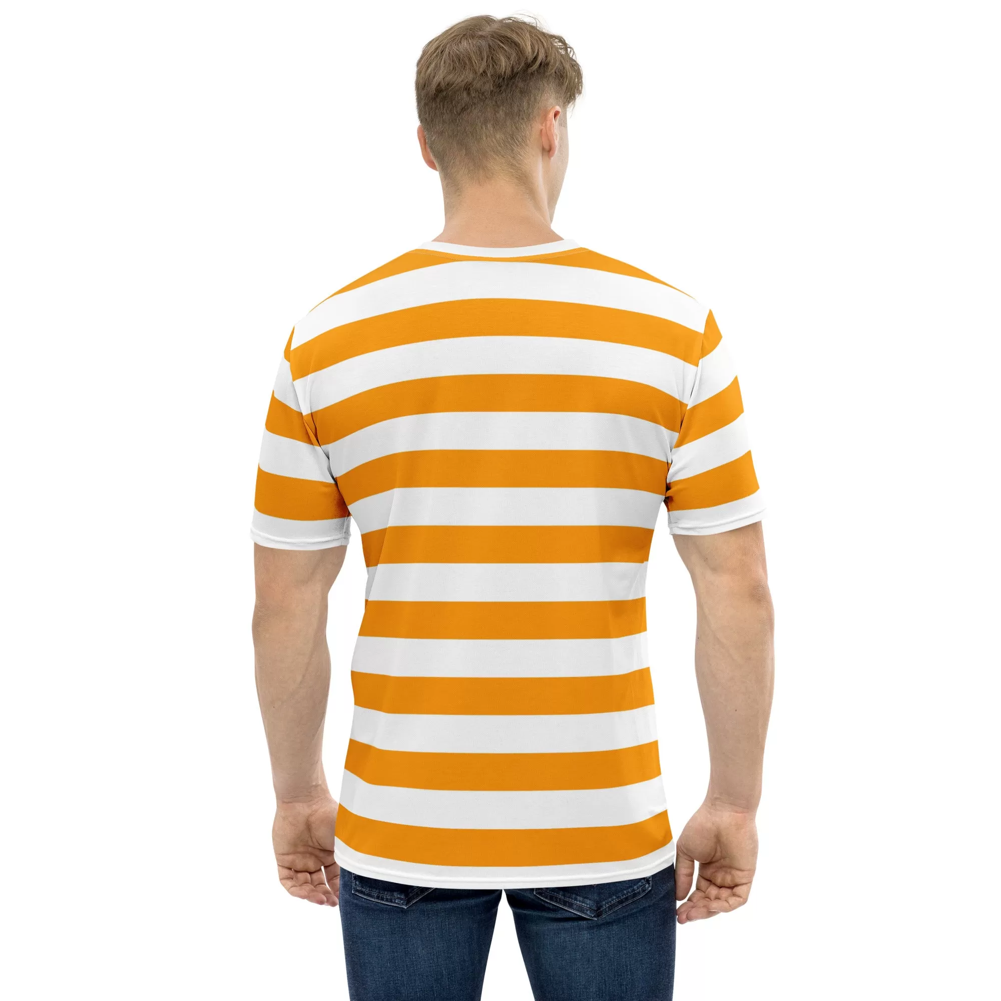 Orange And White Striped Shirt Mens