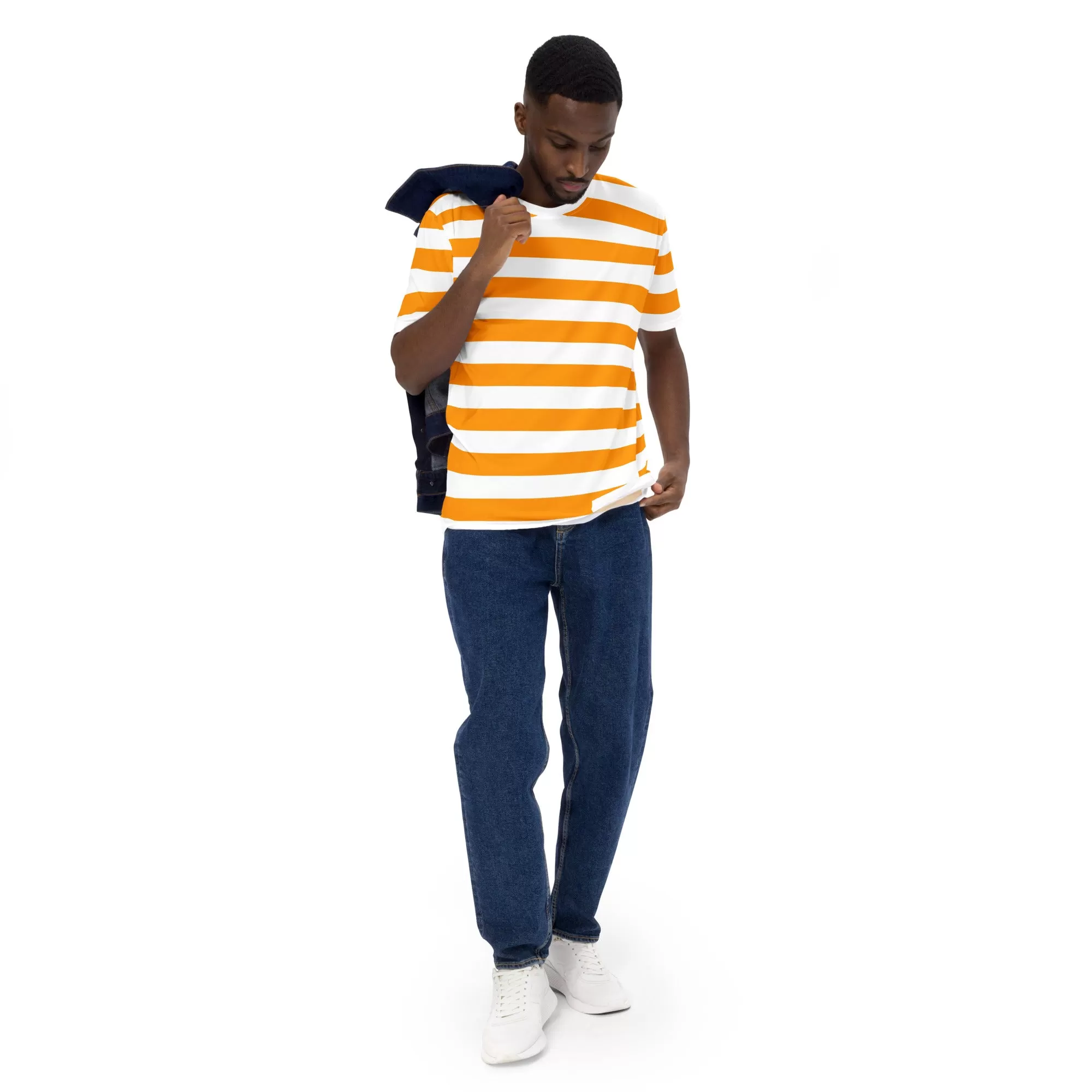 Orange And White Striped Shirt Mens