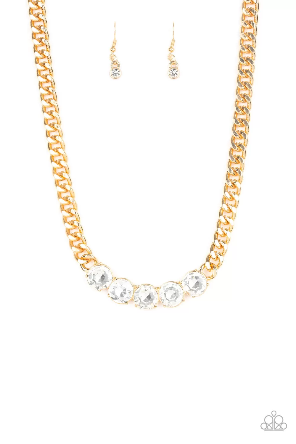 Paparazzi Accessories - Rhinestone Renegade - Gold Necklace