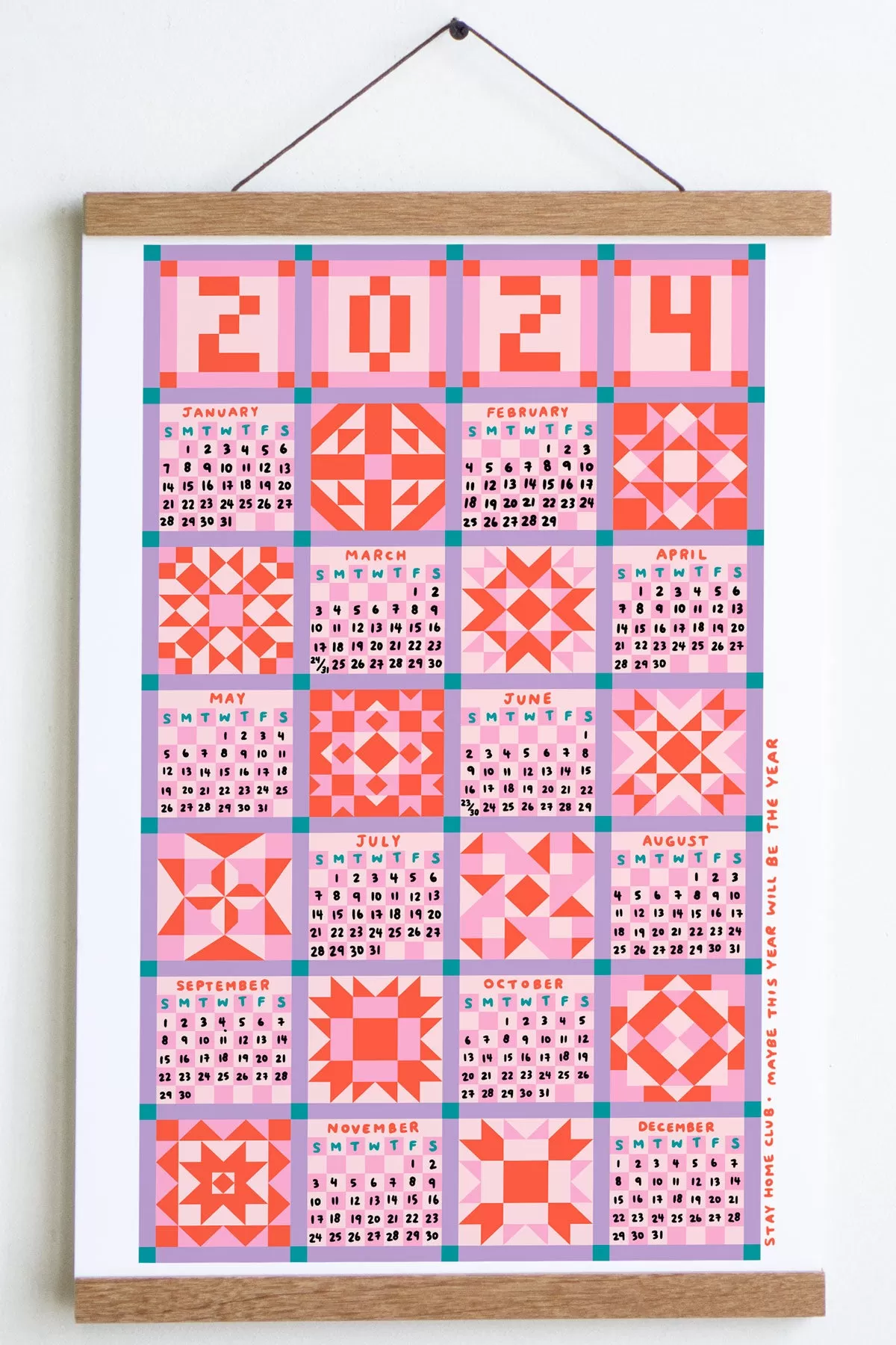 Patchwork - 2024 Calendar Print (English & French)