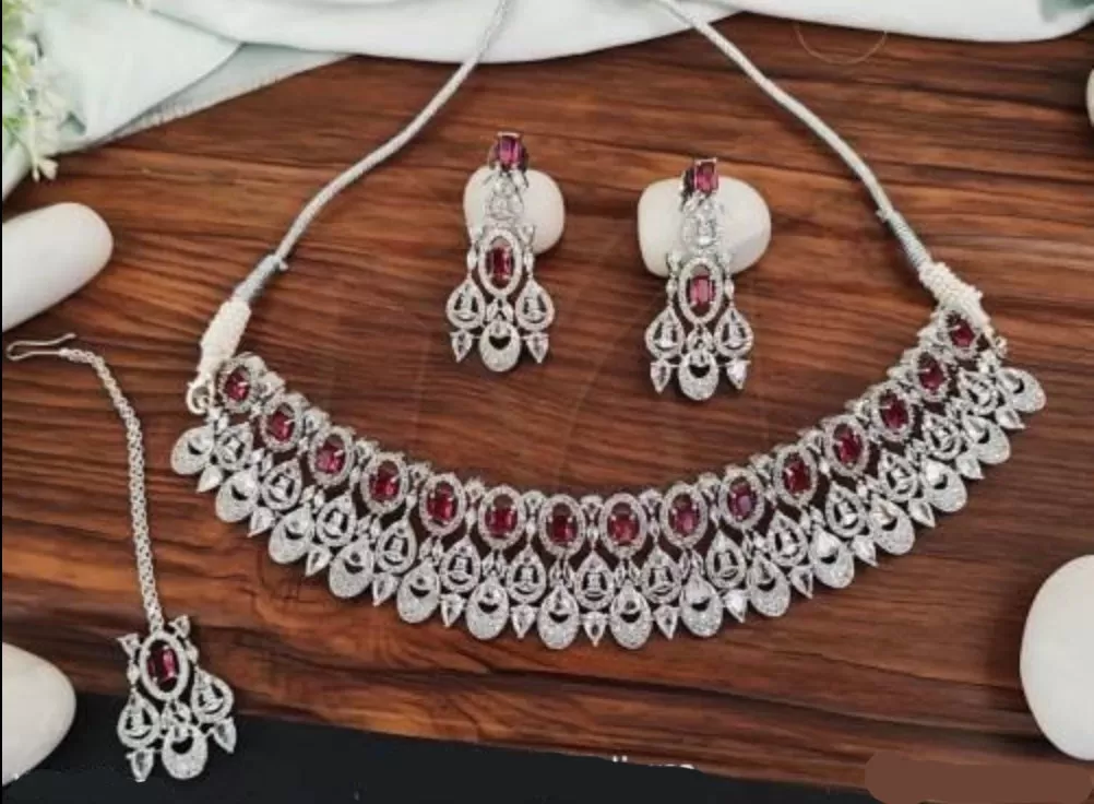 Pink Ad Necklace & Earring Set