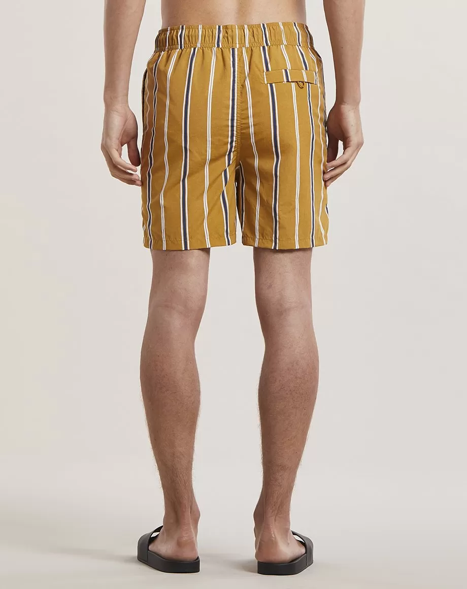 PRETO STRIPED MENS SWIM SHORTS | TOBACCO