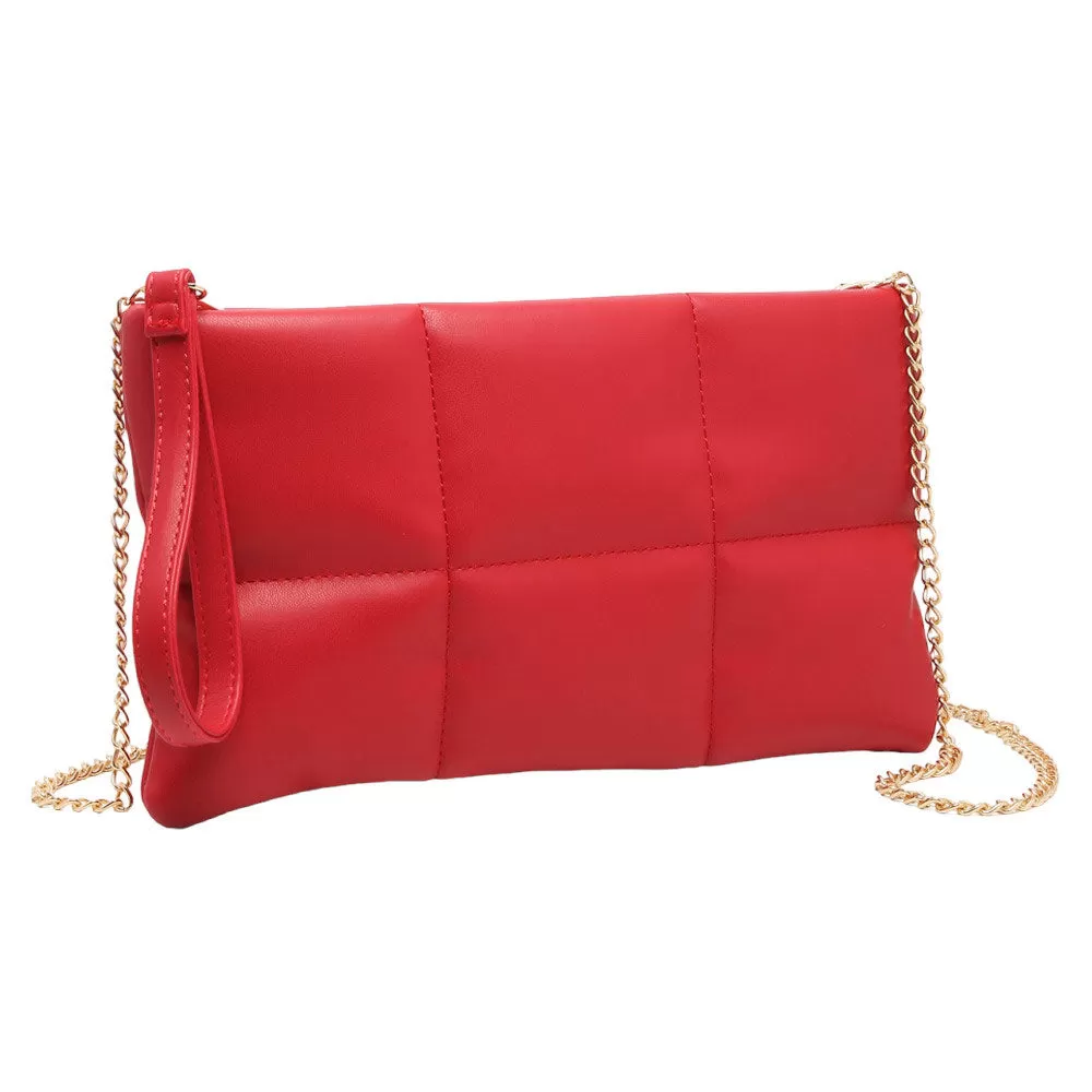 Quilted Solid Faux Leather Crossbody Bag