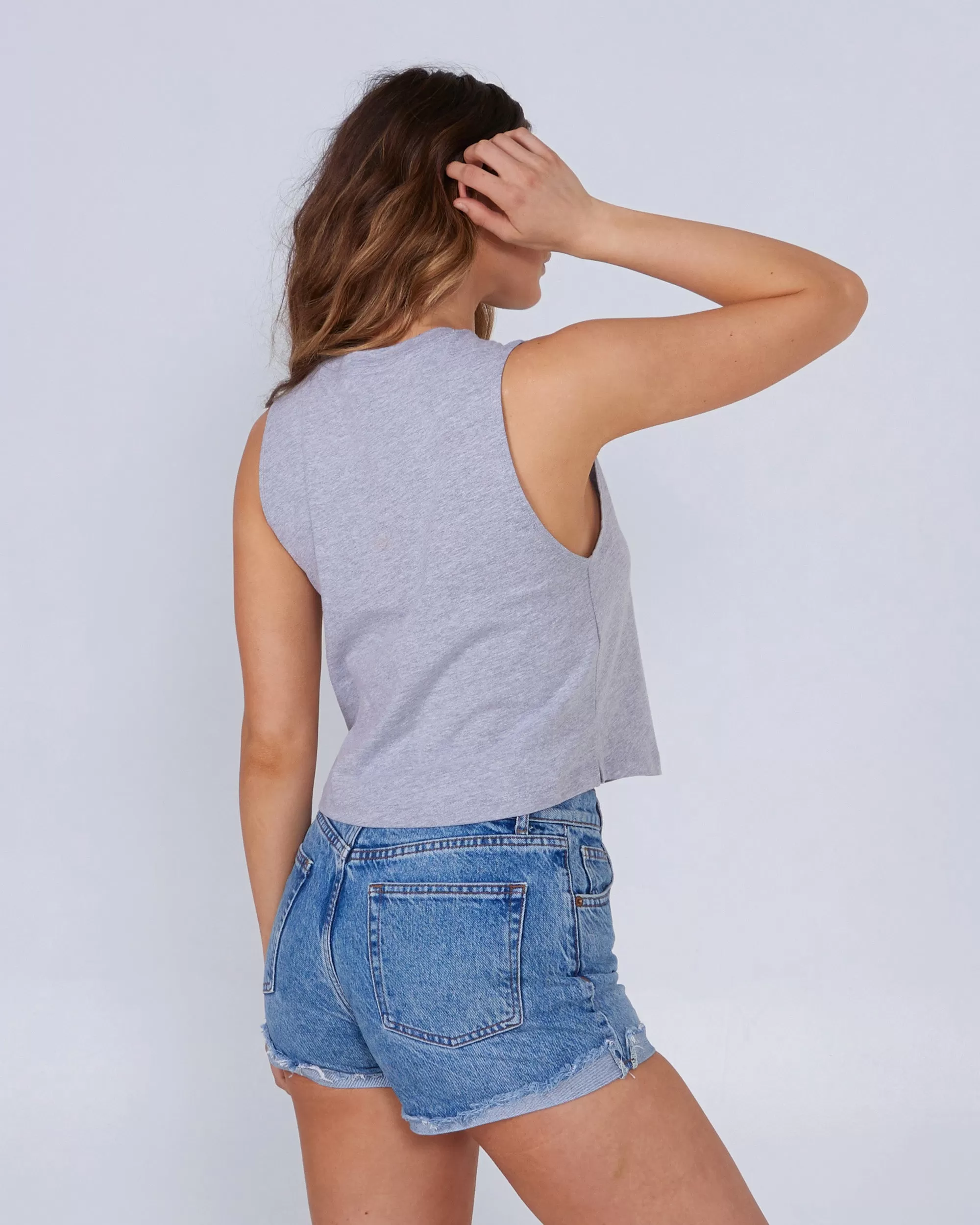 Salty Seventies Athletic Heather Cropped Tank