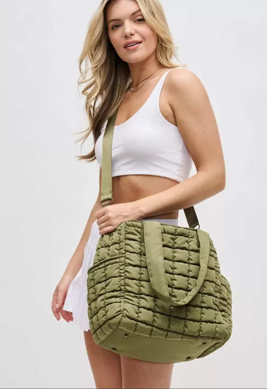 Sol & Selene - Dreamer Quilted Nylon Tote Olive