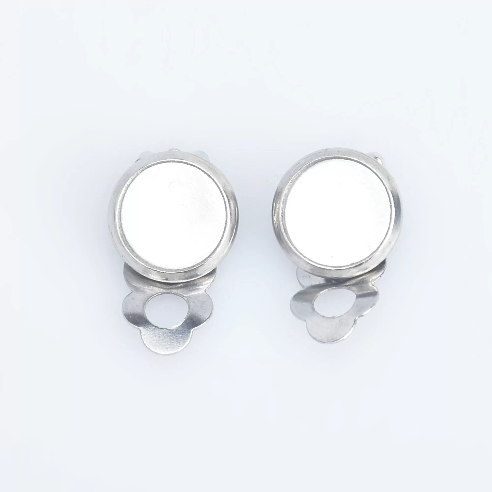 Stainless Steel Ear Clip Earring Base Earring blank trays fit 8/10/12/16/18/20mm Round Bezel Cup for jewelry making 20pcs 102866