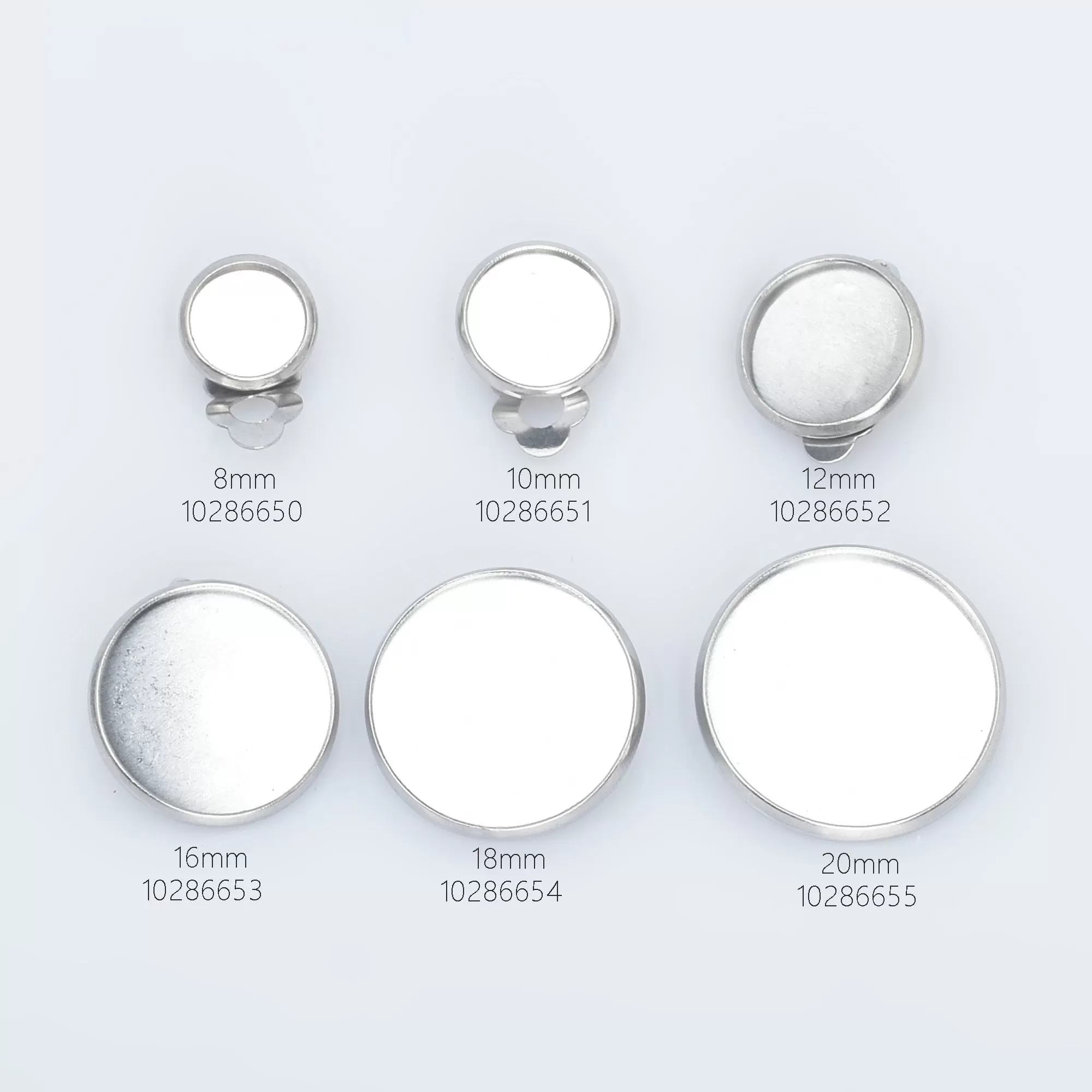 Stainless Steel Ear Clip Earring Base Earring blank trays fit 8/10/12/16/18/20mm Round Bezel Cup for jewelry making 20pcs 102866